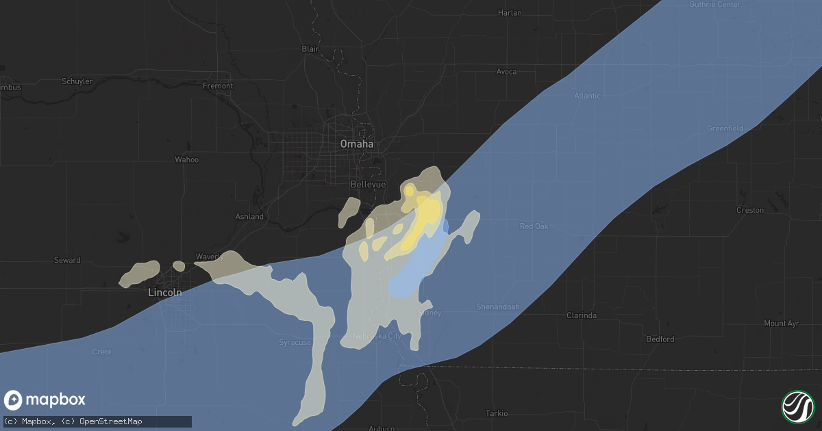 Hail map in Glenwood, IA on August 9, 2025