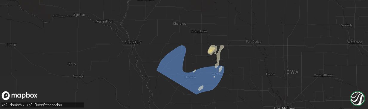 Hail map in Ida Grove, IA on August 9, 2025
