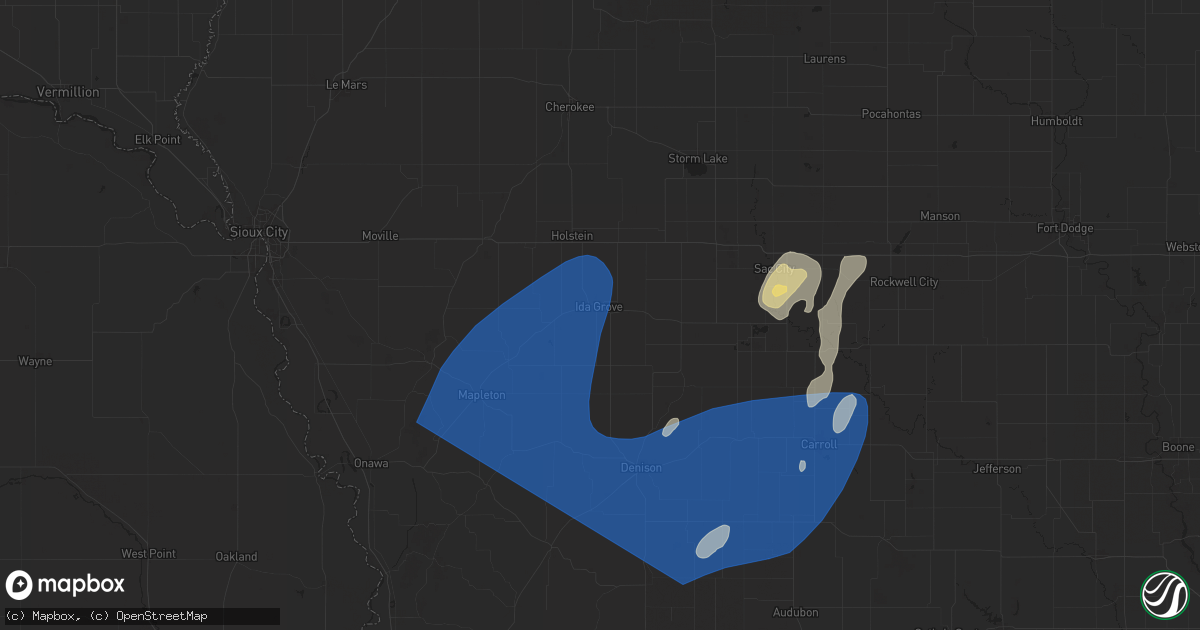 Hail map in Ida Grove, IA on August 9, 2025