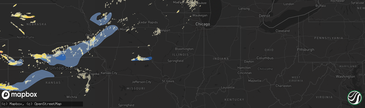 Hail map in Illinois on August 9, 2025