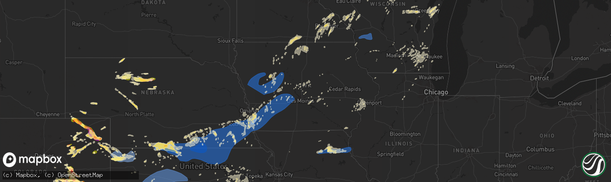 Hail map in Iowa on August 9, 2025