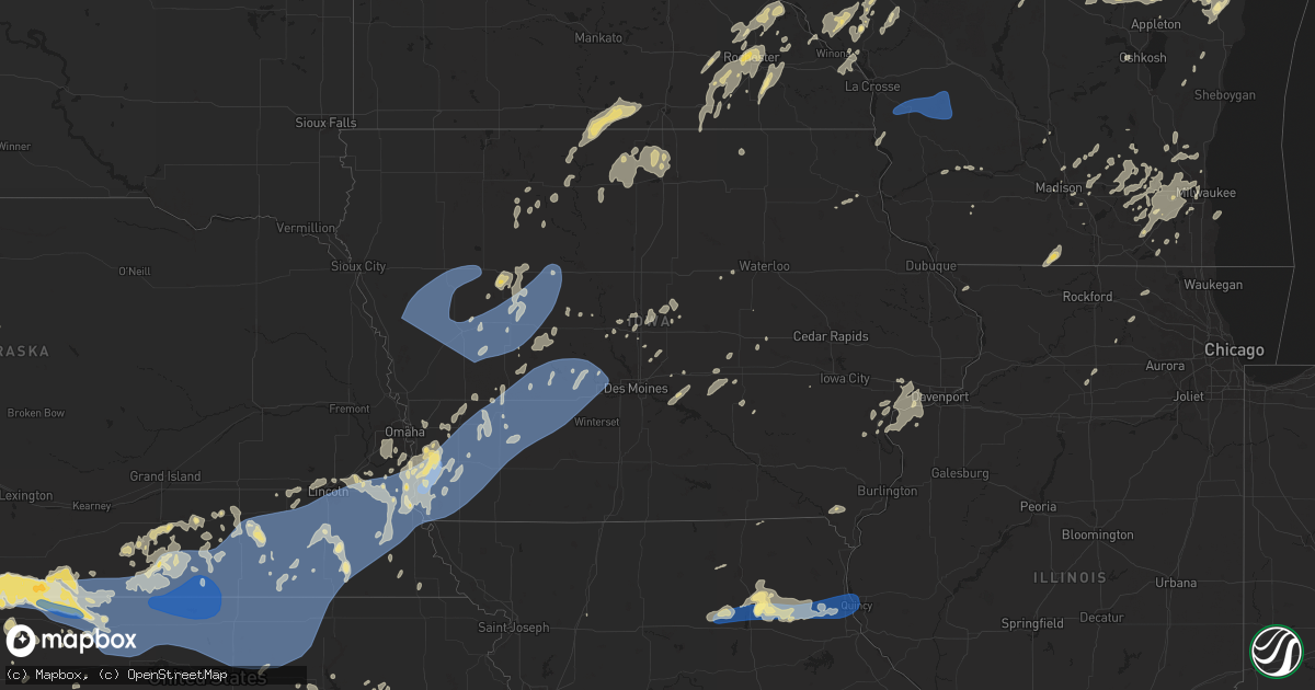 Hail map in Iowa on August 9, 2025