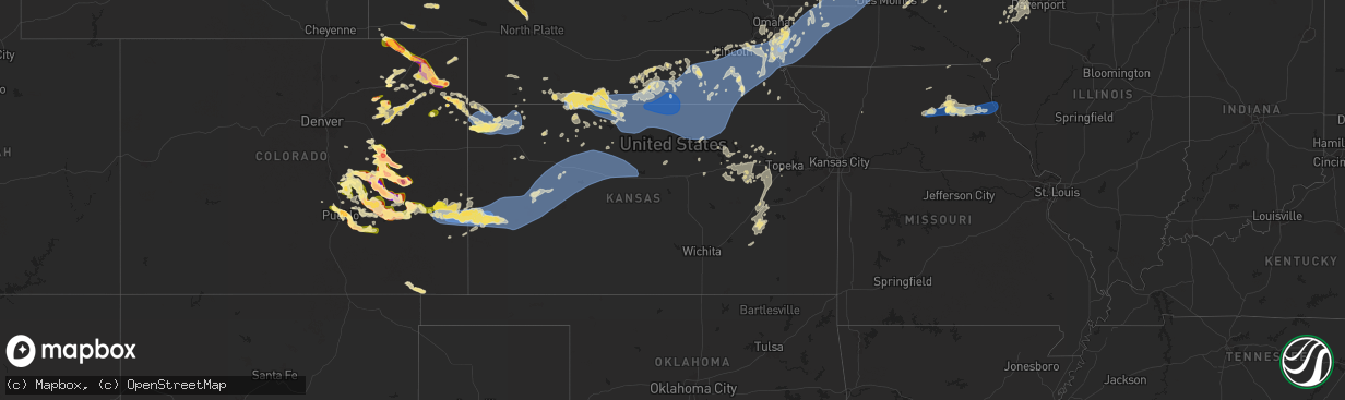 Hail map in Kansas on August 9, 2025