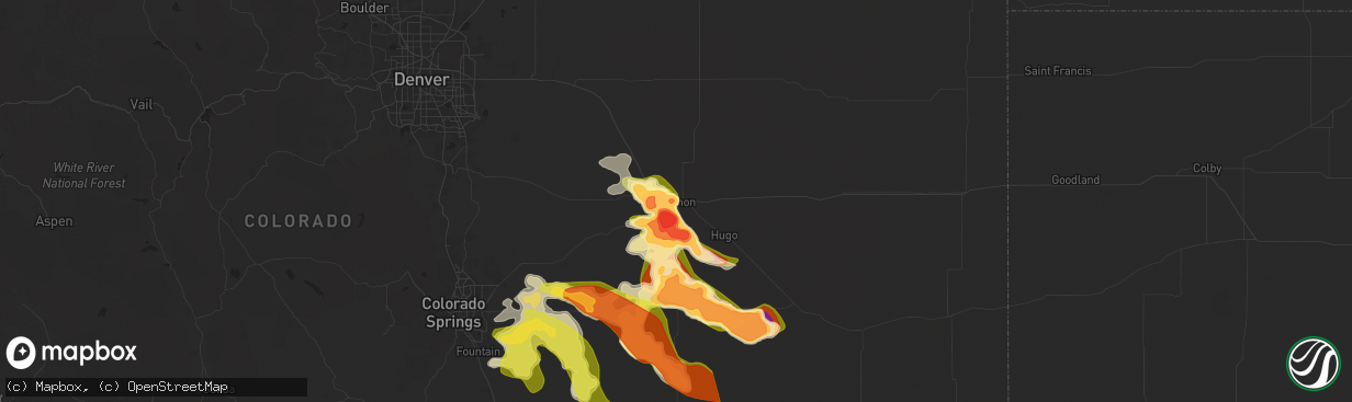 Hail map in Limon, CO on August 9, 2025