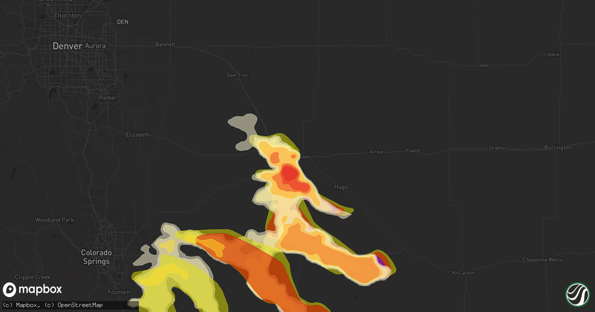 Hail map in Limon, CO on August 9, 2025