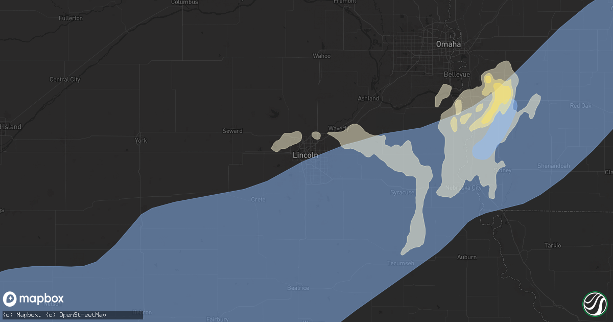Hail map in Lincoln, NE on August 9, 2025