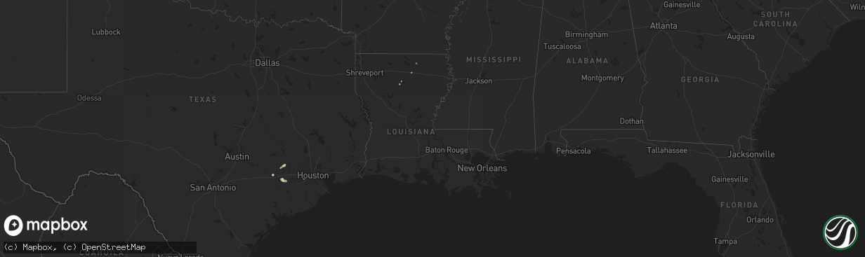 Hail map in Louisiana on August 9, 2025