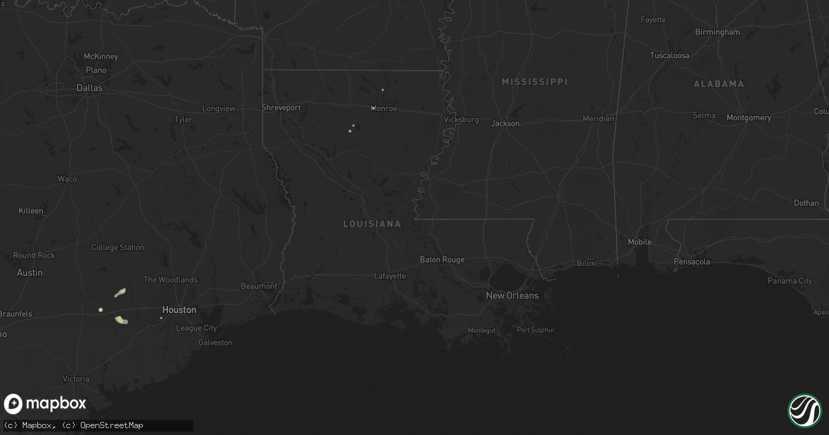 Hail map in Louisiana on August 9, 2025