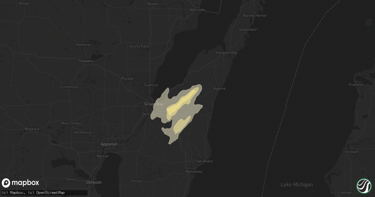 Hail map in Luxemburg, WI on August 9, 2025