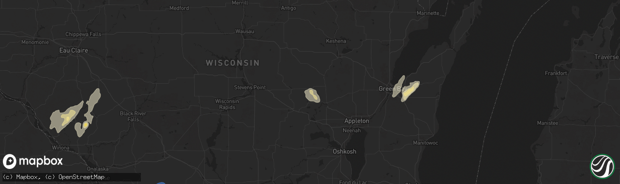 Hail map in Manawa, WI on August 9, 2025