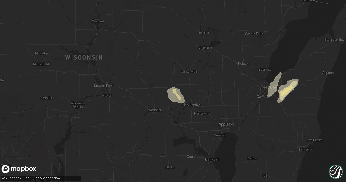 Hail map in Manawa, WI on August 9, 2025