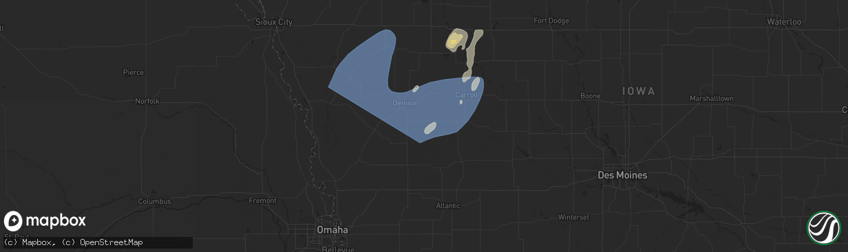 Hail map in Manilla, IA on August 9, 2025