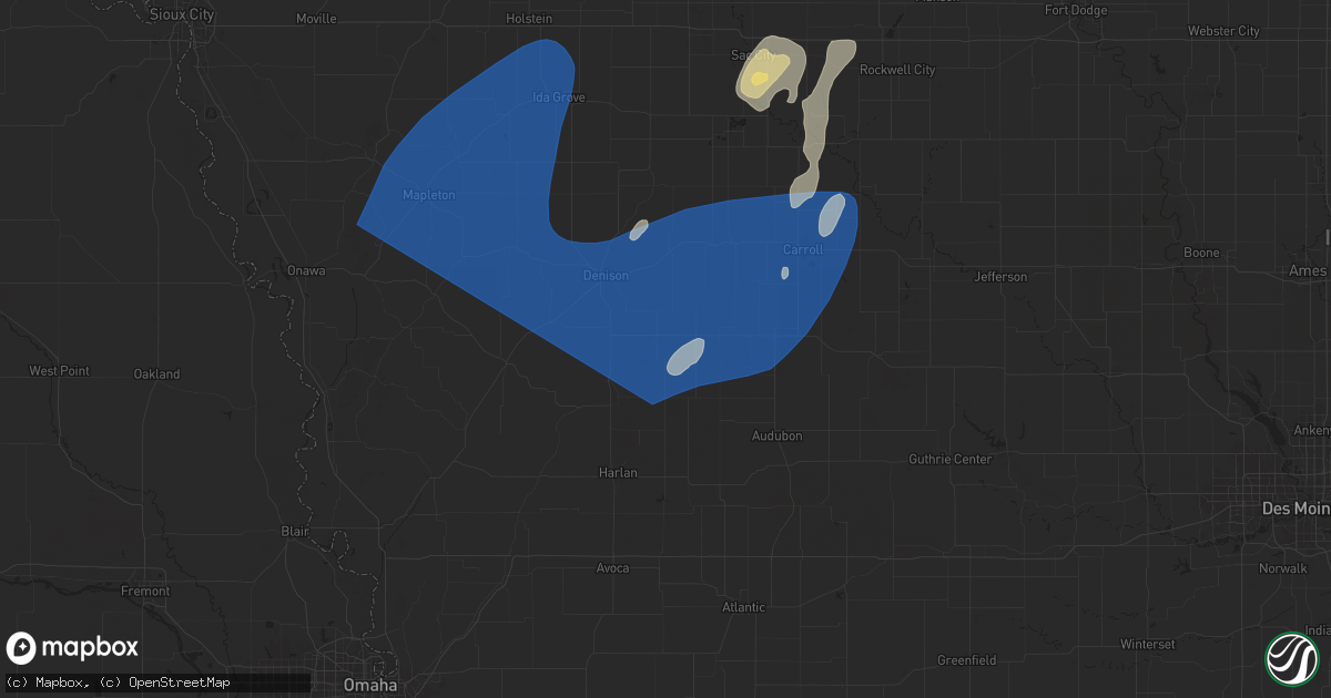 Hail map in Manilla, IA on August 9, 2025
