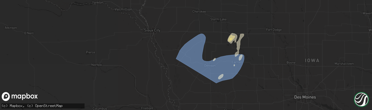 Hail map in Mapleton, IA on August 9, 2025