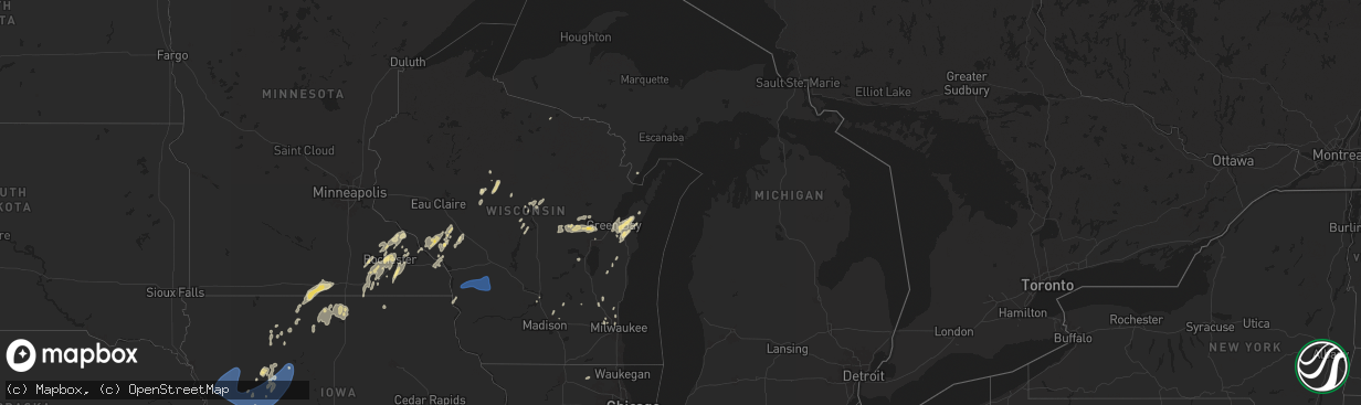 Hail map in Michigan on August 9, 2025