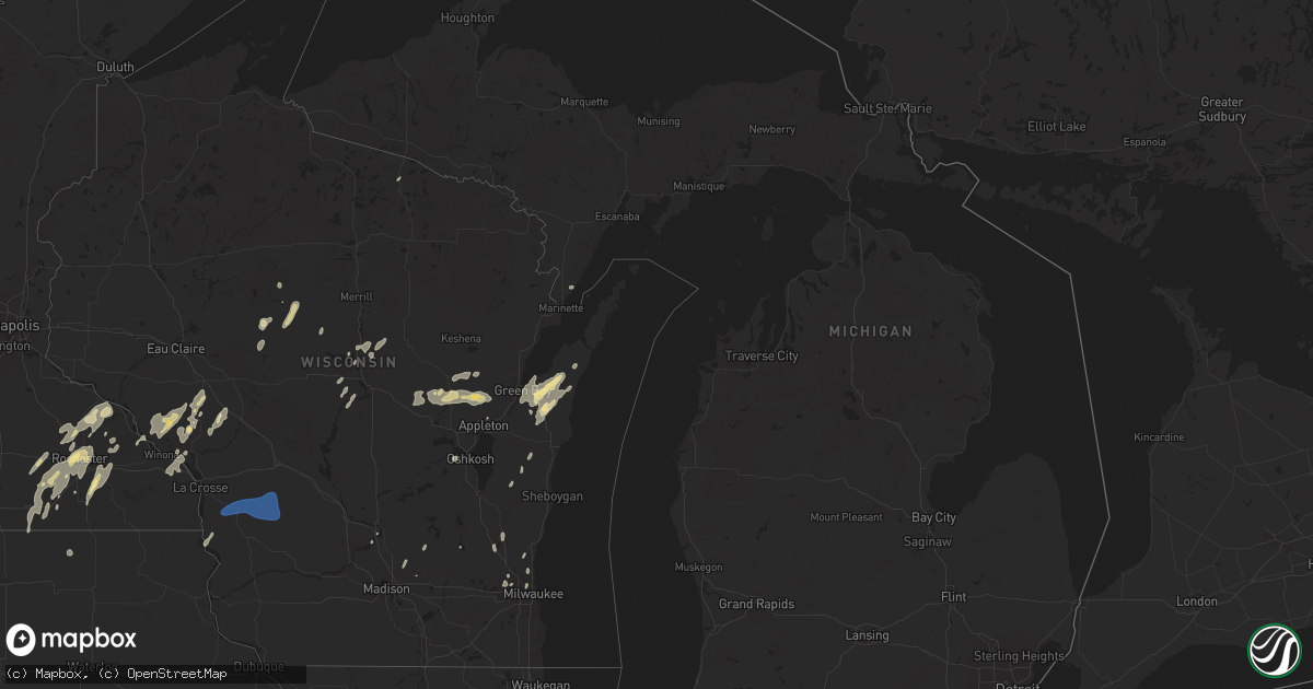 Hail map in Michigan on August 9, 2025