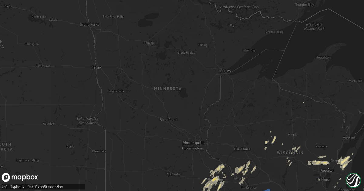 Hail map in Minnesota on August 9, 2025