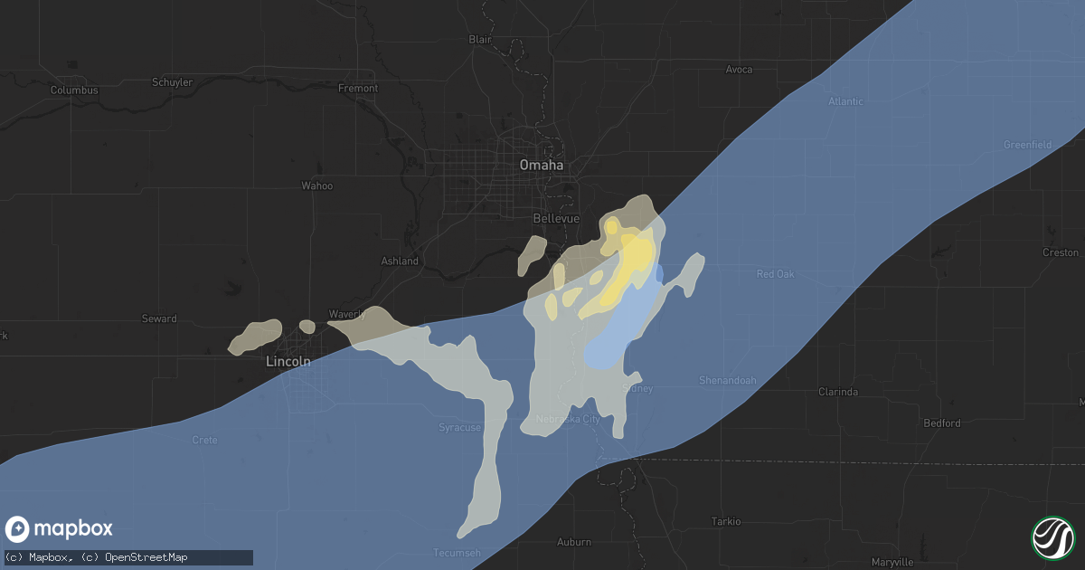 Hail map in Plattsmouth, NE on August 9, 2025