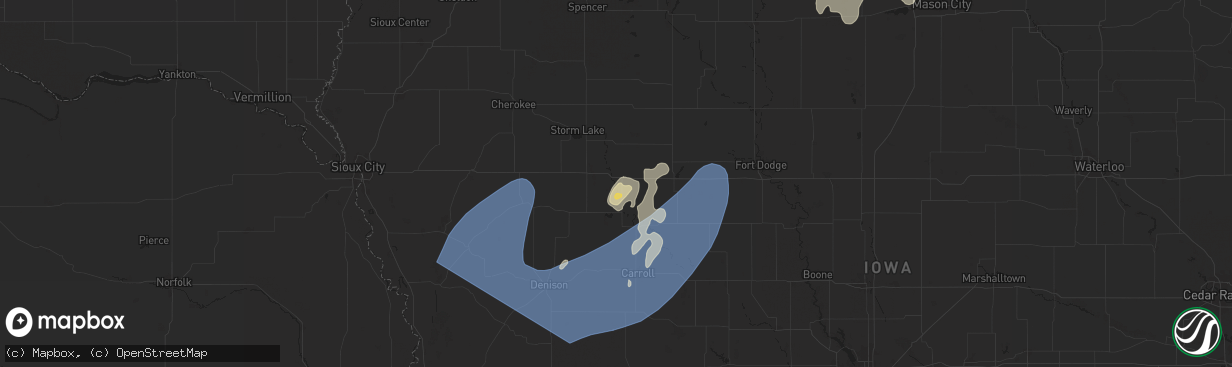 Hail map in Sac City, IA on August 9, 2025