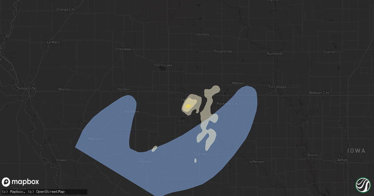 Hail map in Sac City, IA on August 9, 2025