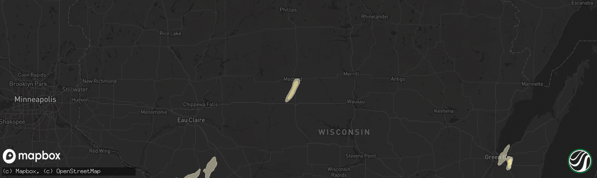Hail map in Stetsonville, WI on August 9, 2025