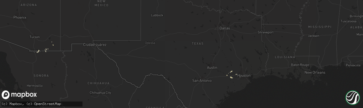 Hail map in Texas on August 9, 2025