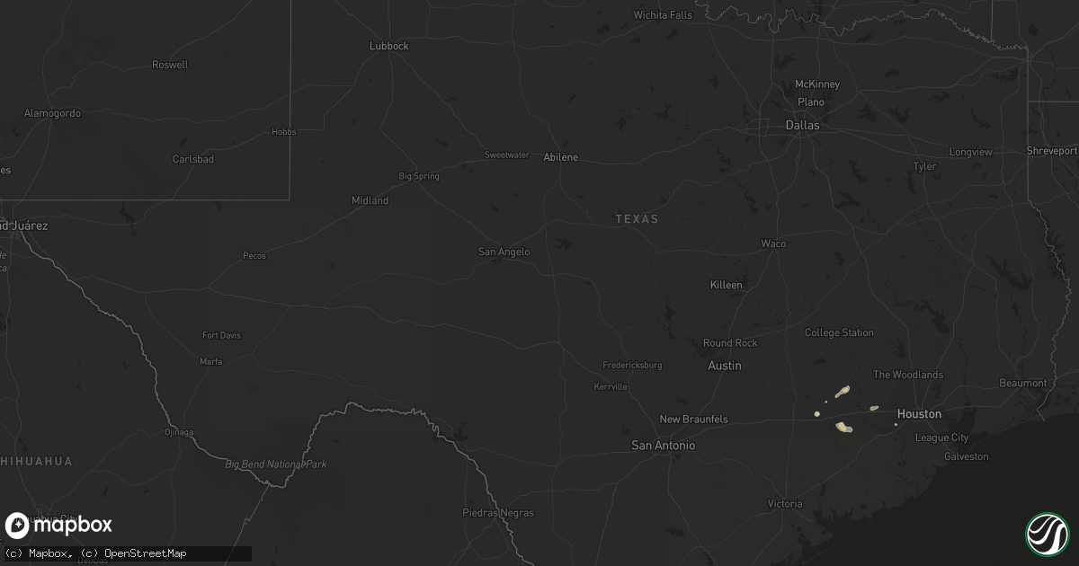 Hail map in Texas on August 9, 2025
