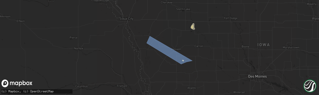 Hail map in Ute, IA on August 9, 2025