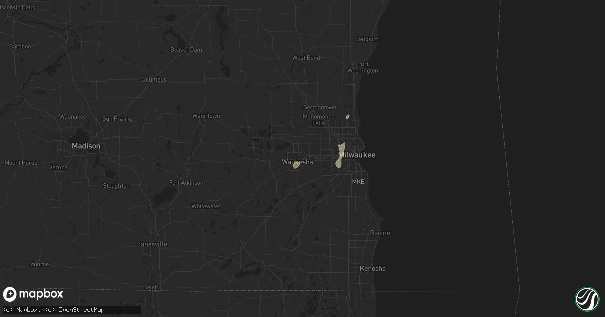 Hail map in Waukesha, WI on August 9, 2025