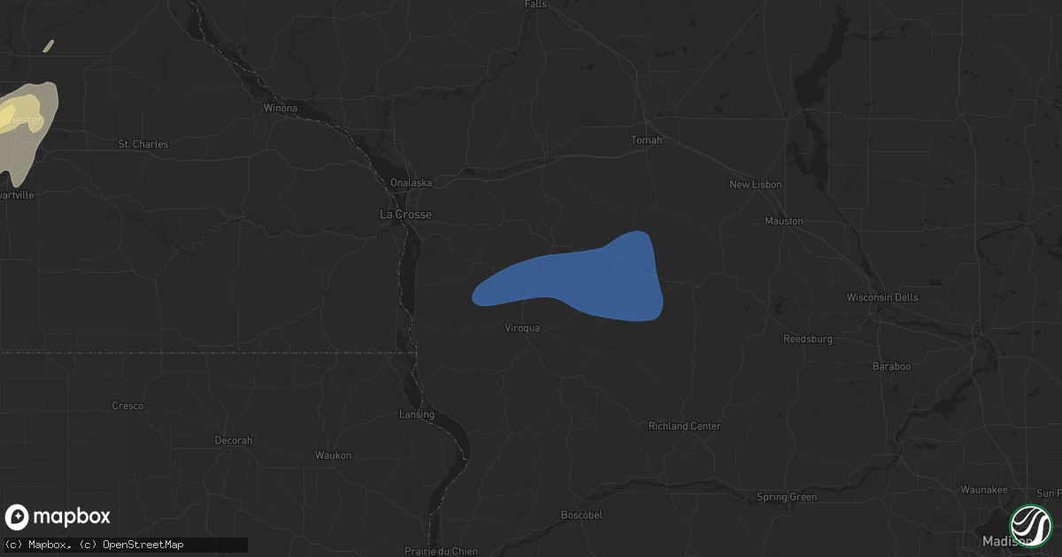 Hail map in Westby, WI on August 9, 2025