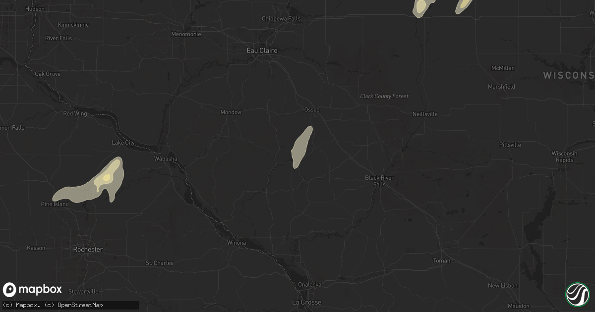 Hail map in Whitehall, WI on August 9, 2025