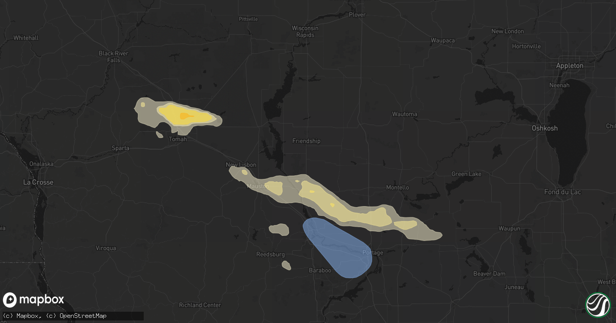 Hail map in Adams, WI on August 9, 2026