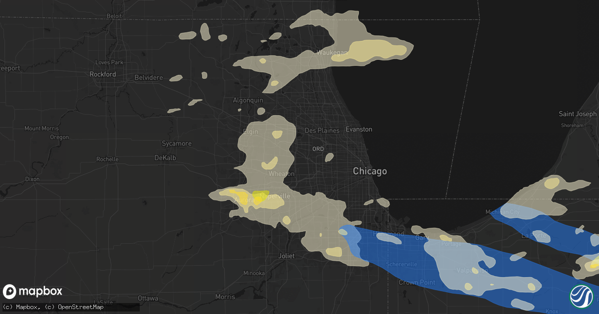 Hail map in Addison, IL on August 9, 2026