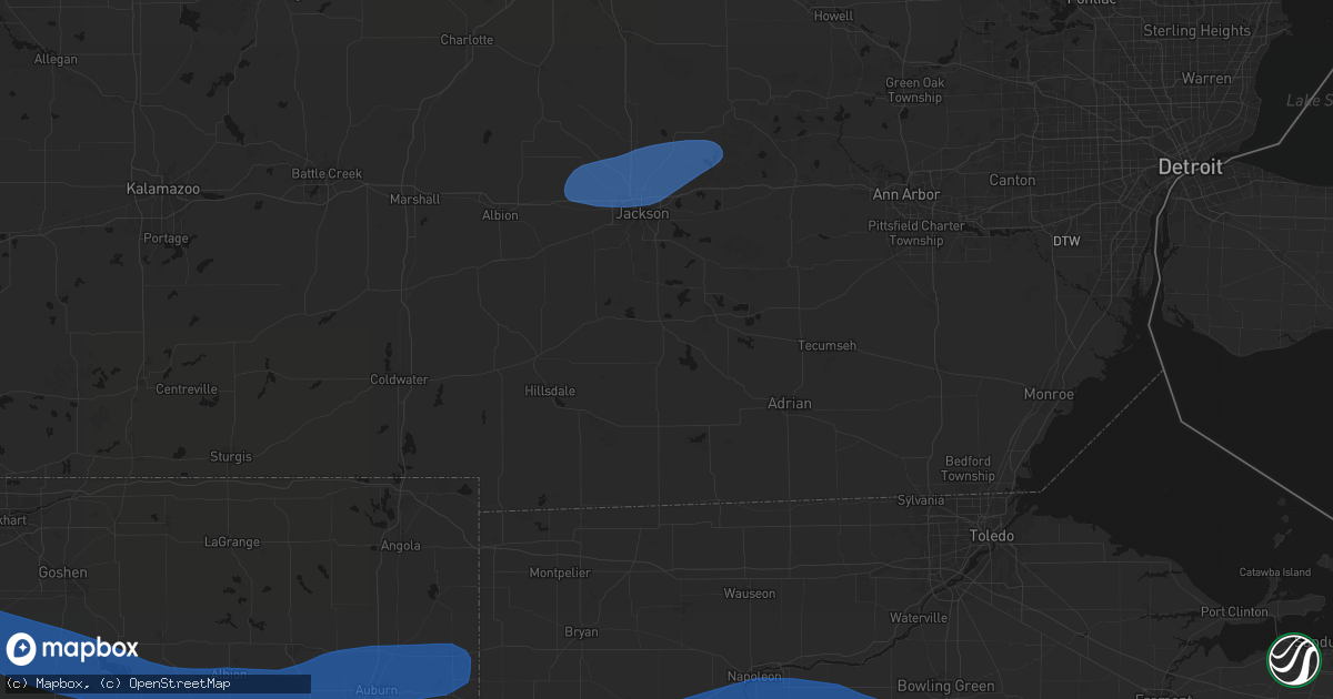 Hail map in Addison, MI on August 9, 2026