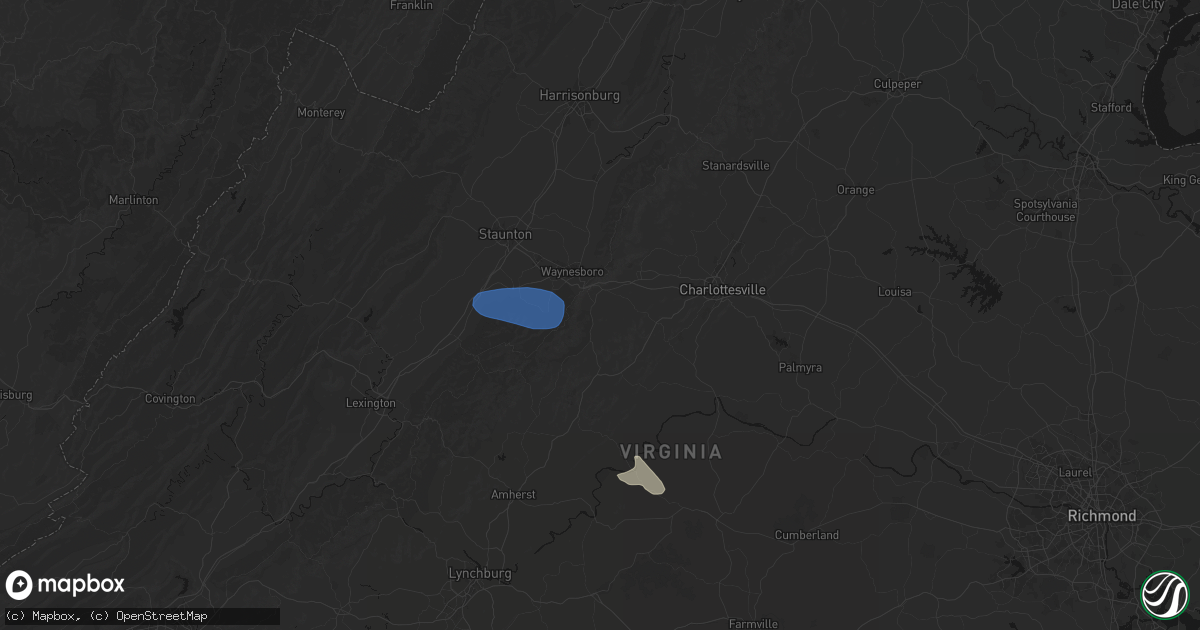 Hail map in Afton, VA on August 9, 2026