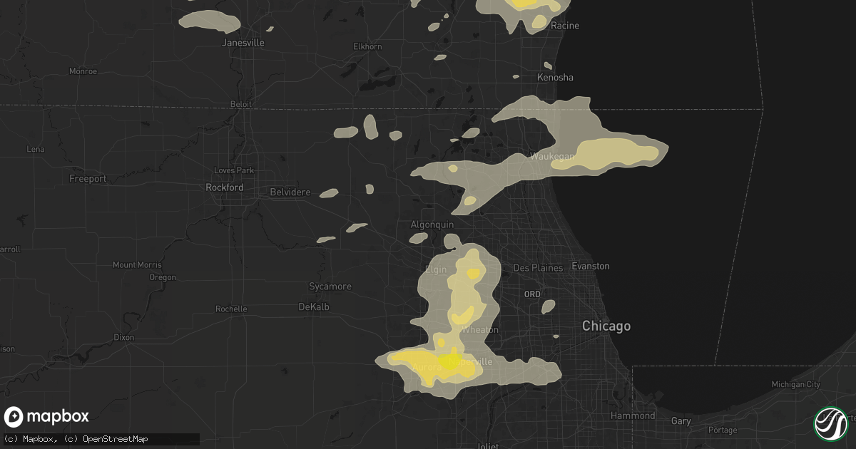 Hail map in Algonquin, IL on August 9, 2026