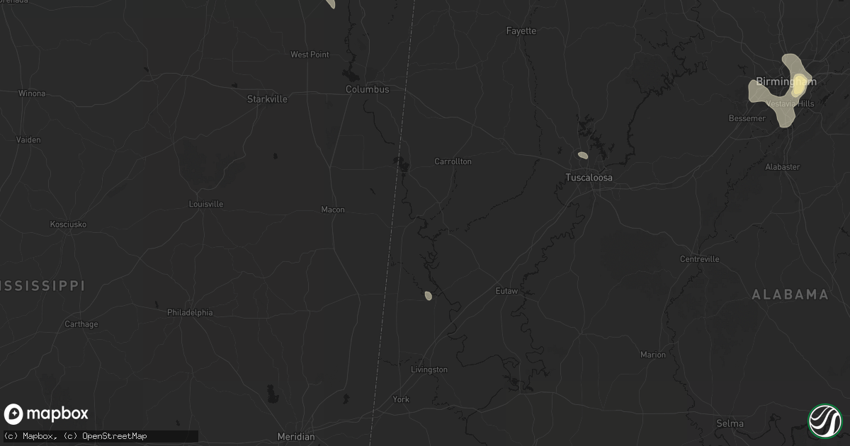 Hail map in Aliceville, AL on August 9, 2026