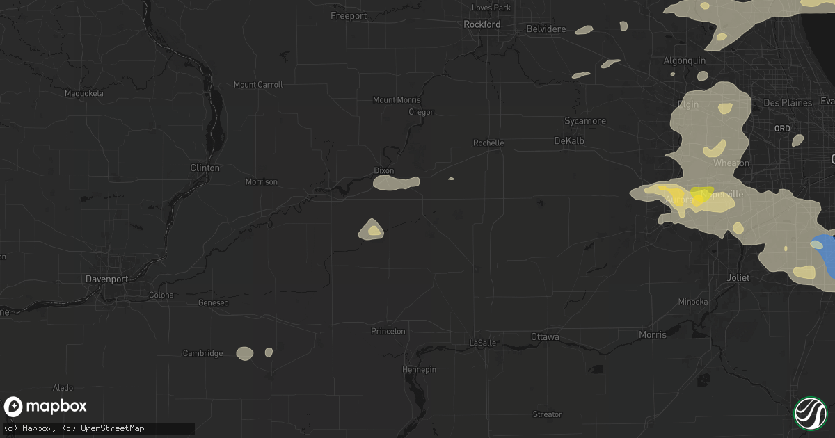 Hail map in Amboy, IL on August 9, 2026
