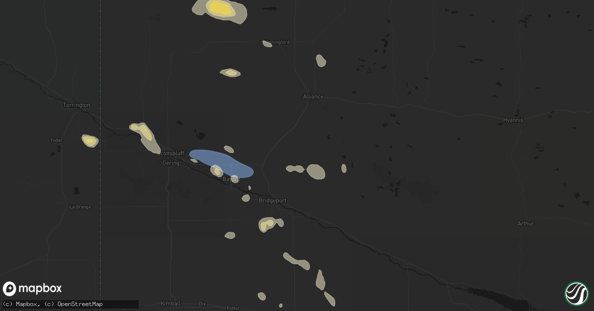 Hail map in Angora, NE on August 9, 2026