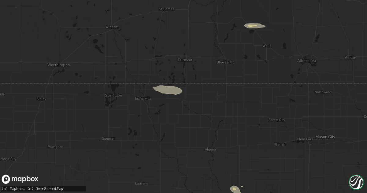 Hail map in Armstrong, IA on August 9, 2026