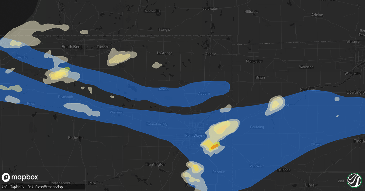 Hail map in Avilla, IN on August 9, 2026