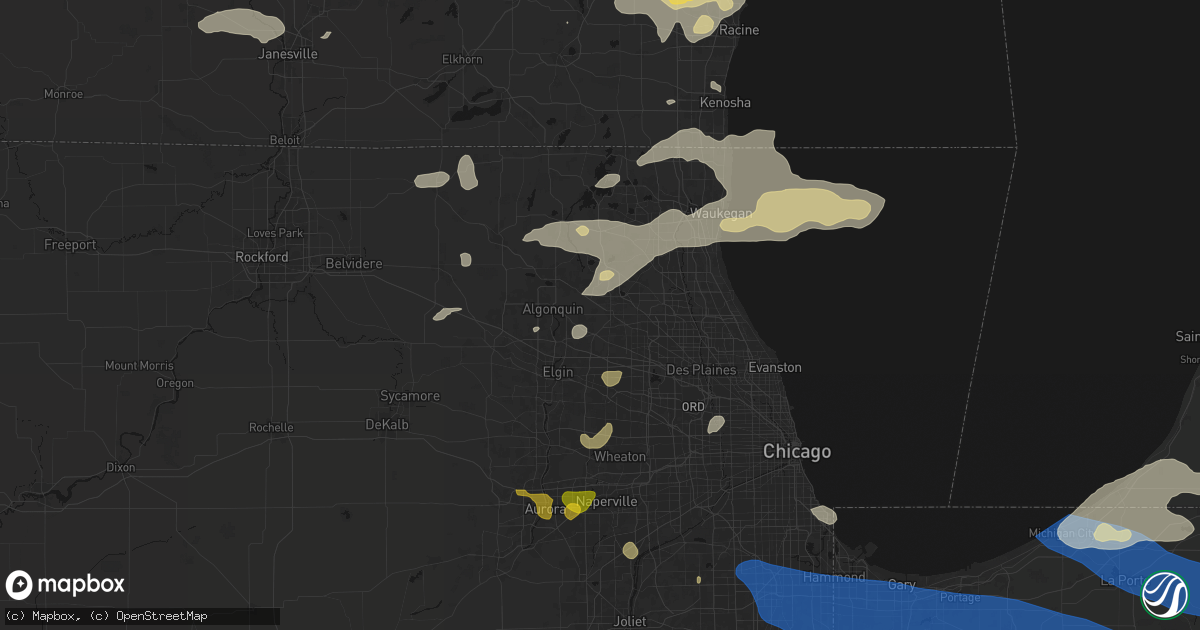 Hail map in Barrington, IL on August 9, 2026