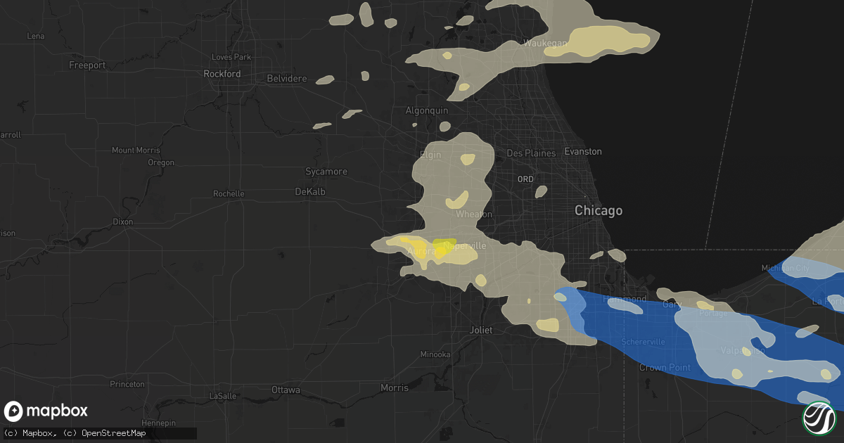 Hail map in Batavia, IL on August 9, 2026