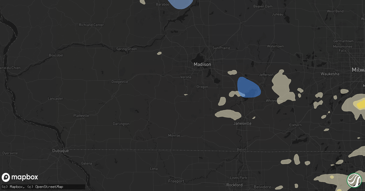 Hail map in Belleville, WI on August 9, 2026