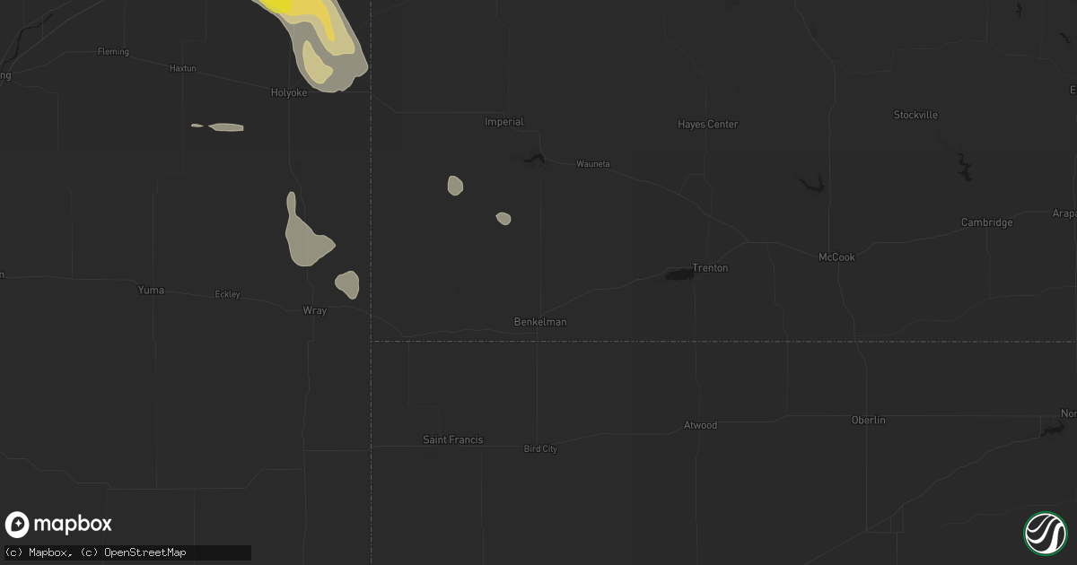 Hail map in Benkelman, NE on August 9, 2026