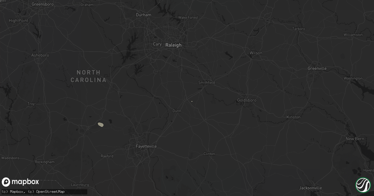 Hail map in Benson, NC on August 9, 2026