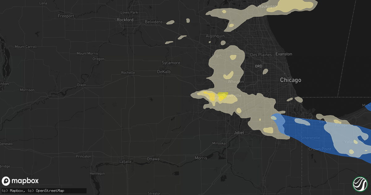 Hail map in Big Rock, IL on August 9, 2026