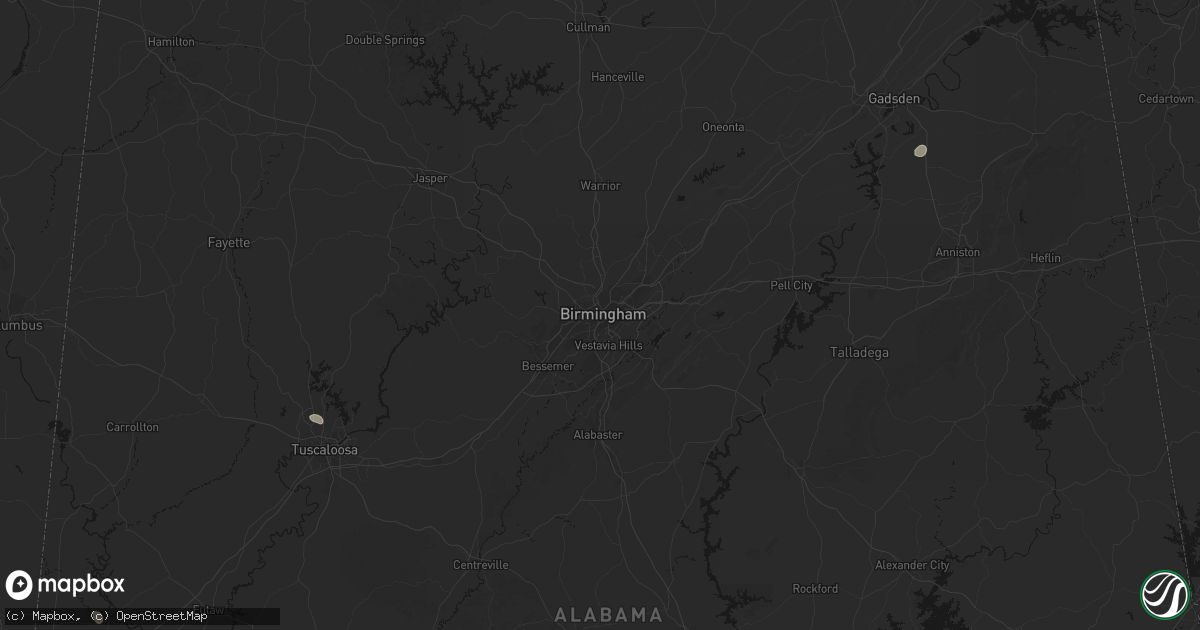 Hail map in Birmingham, AL on August 9, 2026