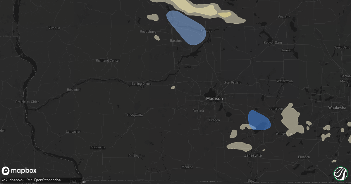 Hail map in Black Earth, WI on August 9, 2026