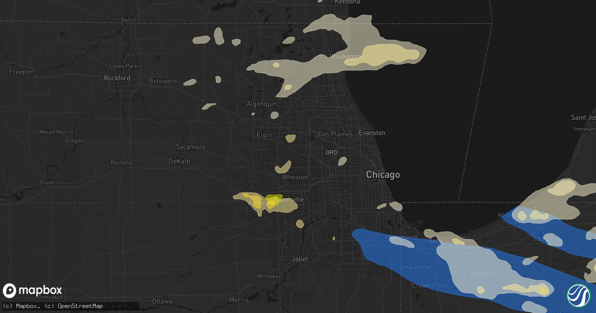 Hail map in Bloomingdale, IL on August 9, 2026